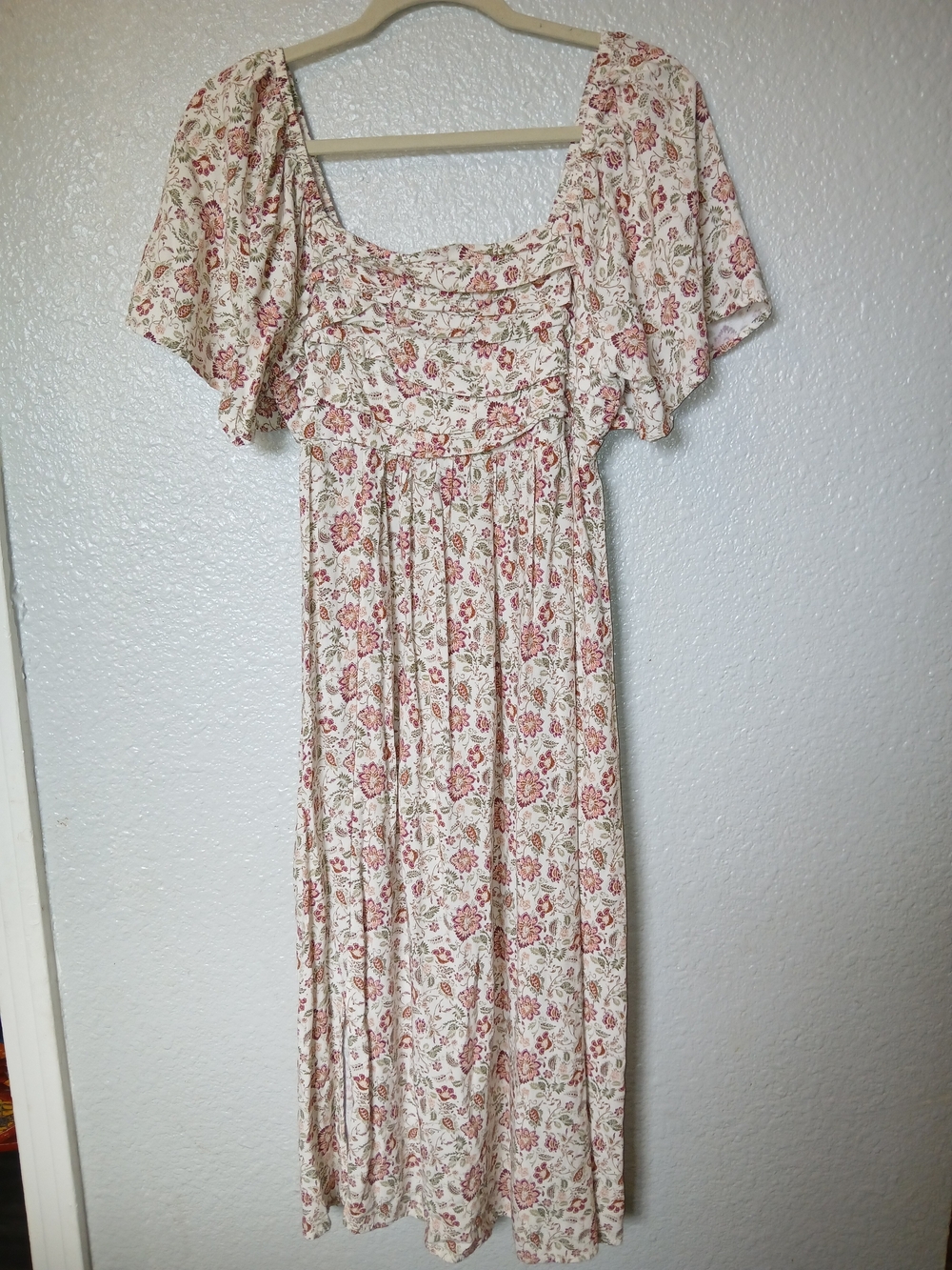 Maurices Cream Midi Dress with Rose Floral Print